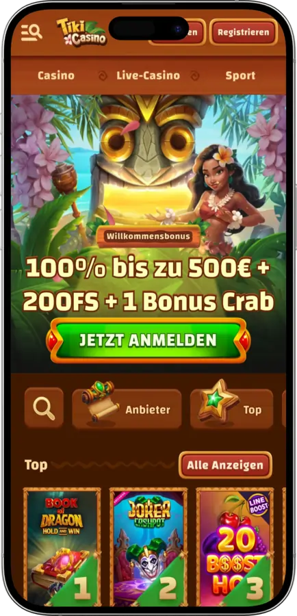 Tiki Casino auf Mobilgeräten